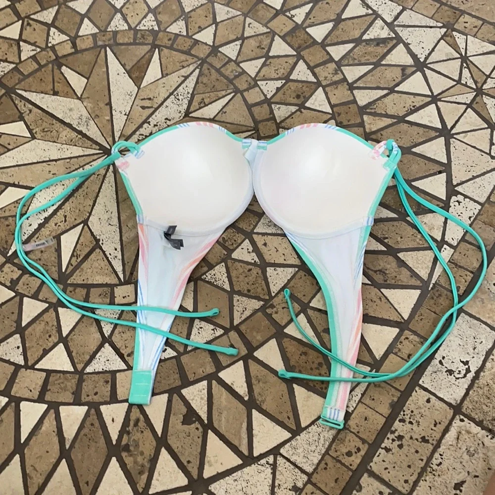 New Aerie Swim Halter Bikini Top 36C Multicolor - Picture 6 of 10